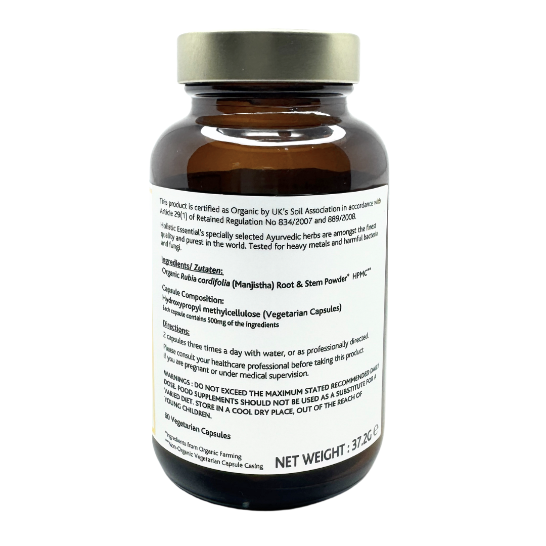 Certified Organic Manjistha Capsules | Holistic Essentials