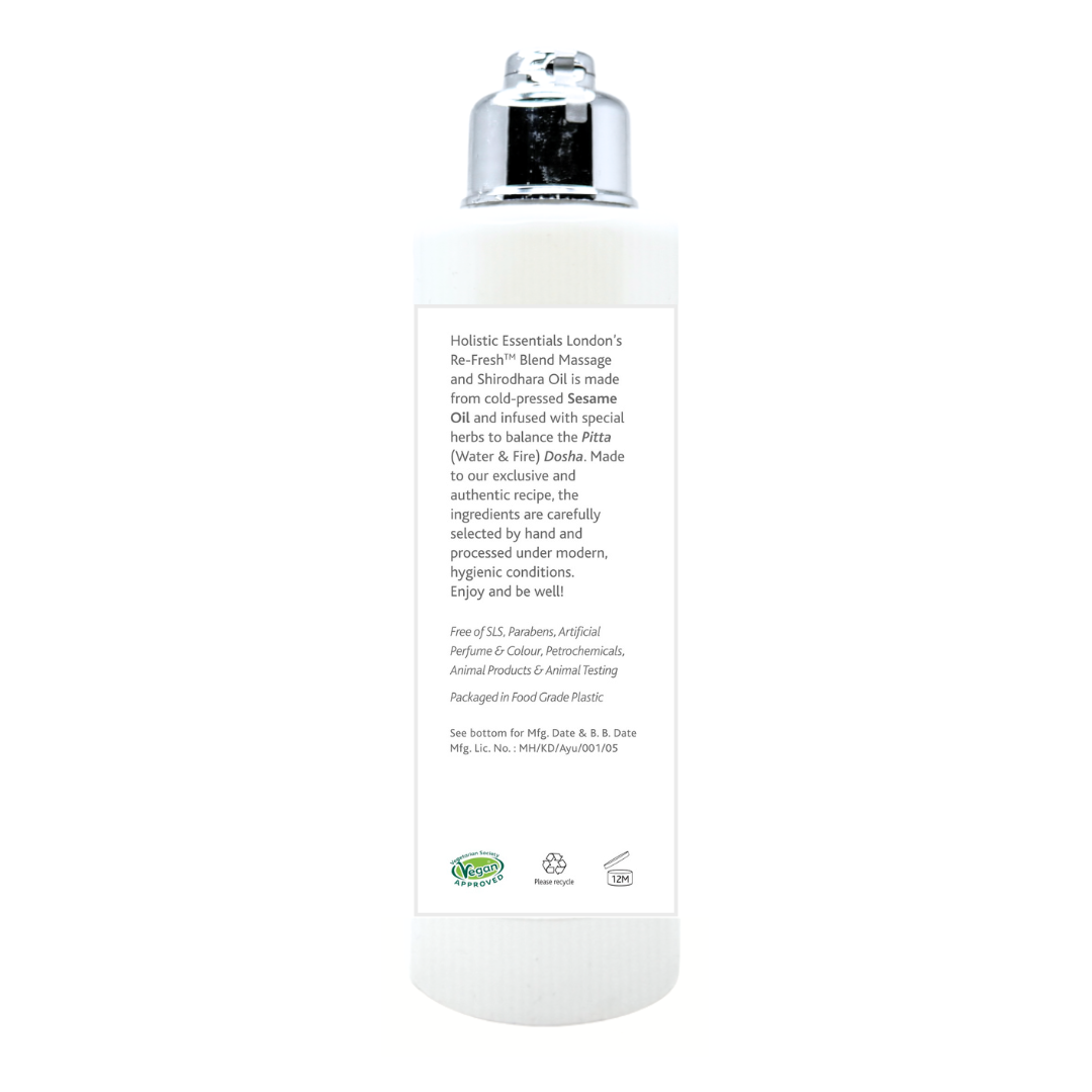 Re-Fresh Blend Herbal Massage Oil Label Image | Holistic Essentials