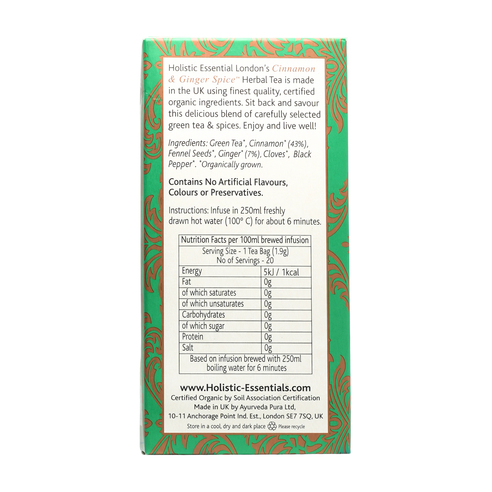 Cinnamon & Ginger Spice - Ayurvedic Herbal Tea | Holistic Essentials