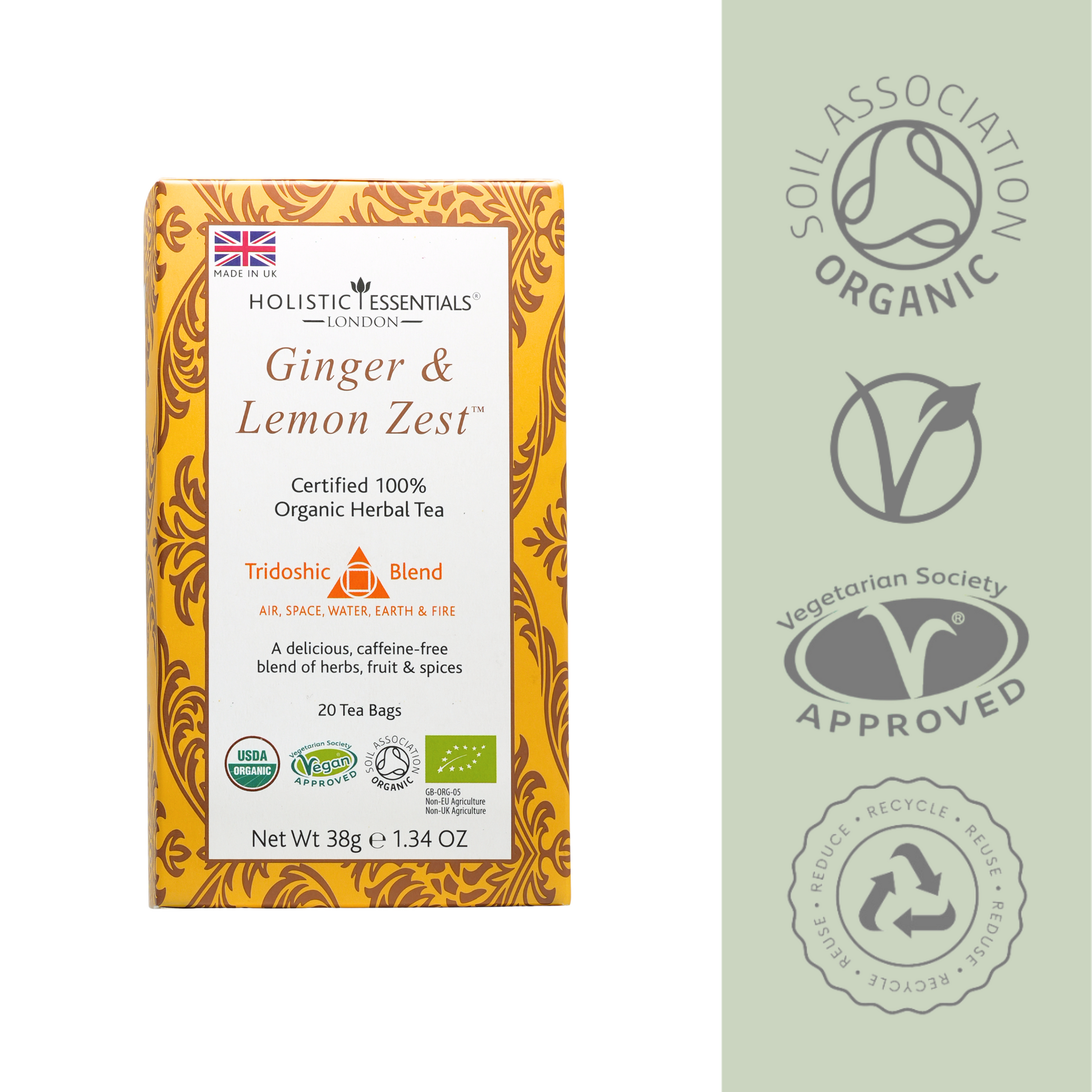 Ginger & Lemon Zest - Ayurvedic Herbal Tea | Holistic Essentials