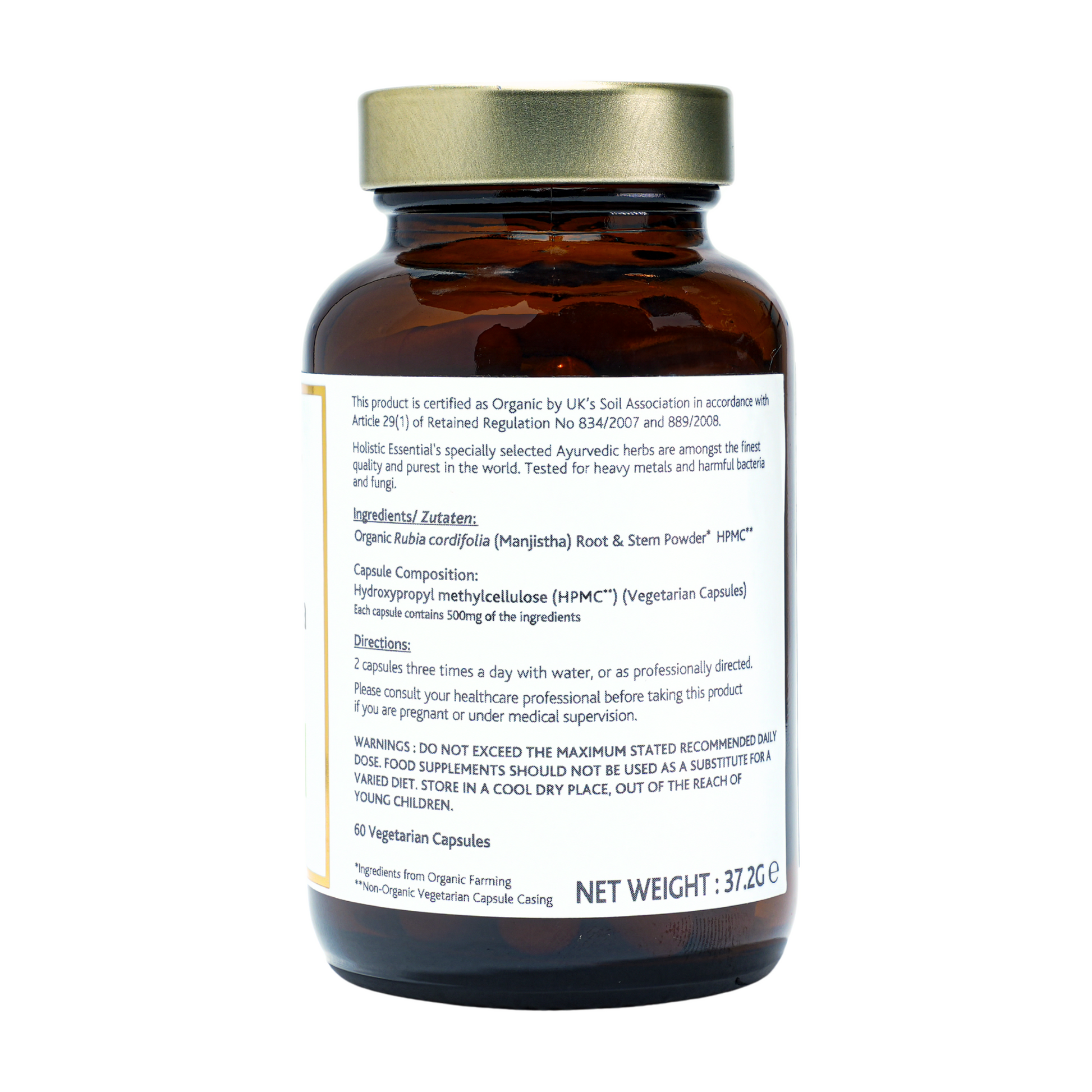 Certified Organic Manjistha Capsules | Holistic Essentials