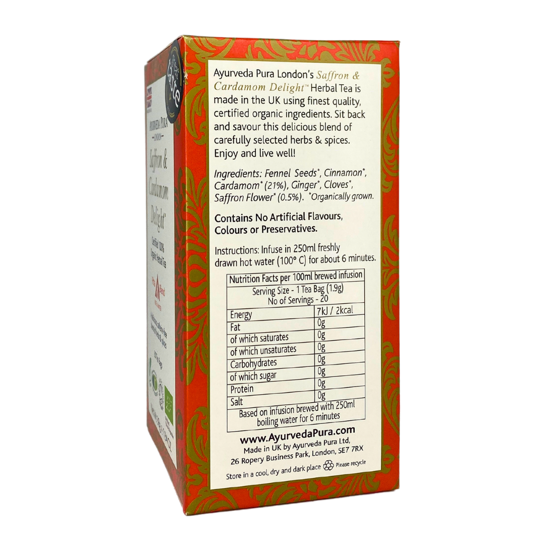 Saffron & Cardamom Delight™ Organic Herbal Tea - Pitta Blend
