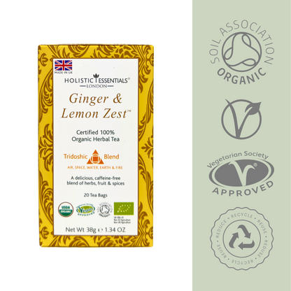 Ginger & Lemon Zest™ - Organic Herbal Tea - Tridoshic Blend