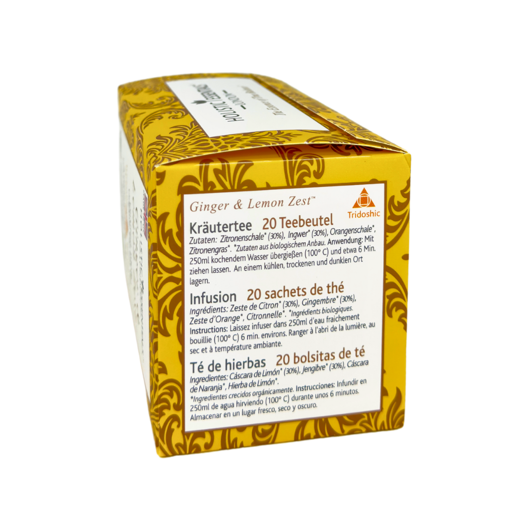 Ginger & Lemon Zest™ - Organic Herbal Tea - Tridoshic Blend